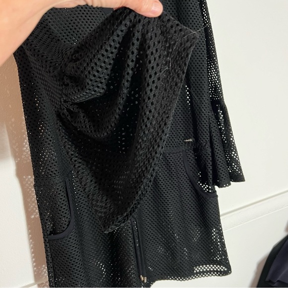 CALVIN KLEIN black sheer mesh swimsuit coverup bell sleeves large - Picture 7 of 11